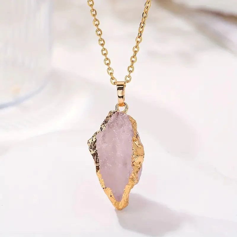 Natural Stone Gilded Pendant