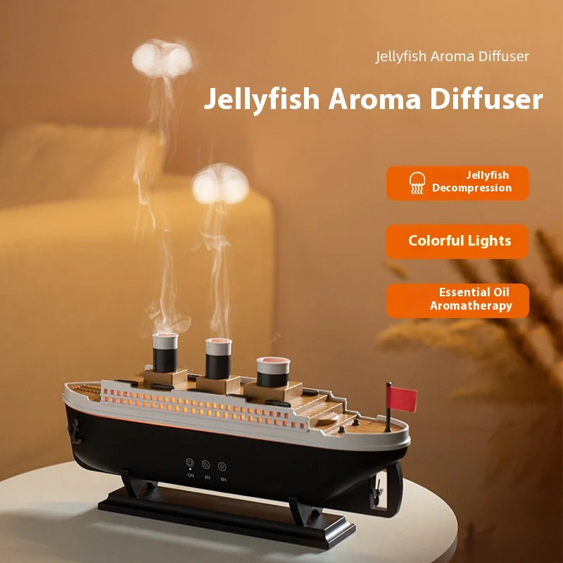 Creative Retro Ship Aroma Diffuser Ultrasonic Spit Smoke Ring Jellyfish Spray Humidifier