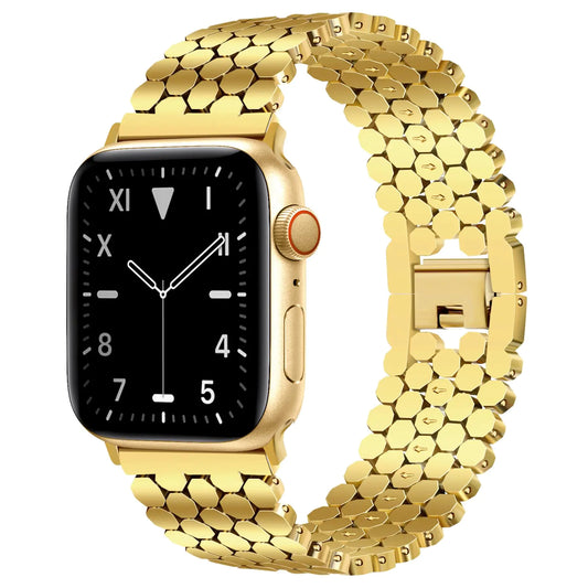 JR.DM Honeycomb Bands Compatible with Apple Watch 38mm 40mm 41mm 42mm 44mm 45mm 46mm for Women, Dressy Gold Silver Luxury Designer Metal Strap Replacement for iWatch Series 10/9/8/7/SE/6/5/4/3/2/1