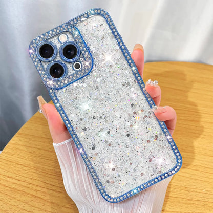 ZIYE Designed for iPhone 15 Pro Max Case Glitter Dimond Bling Cover with Camera Protector Protection Sparkle Luxury Shiny Cute Soft TPU Slim Shockproof Protective Women Girls Phone Case Blue