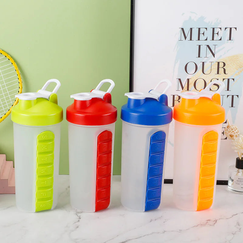 2-in-1 Pill Box & Shaker Bottle