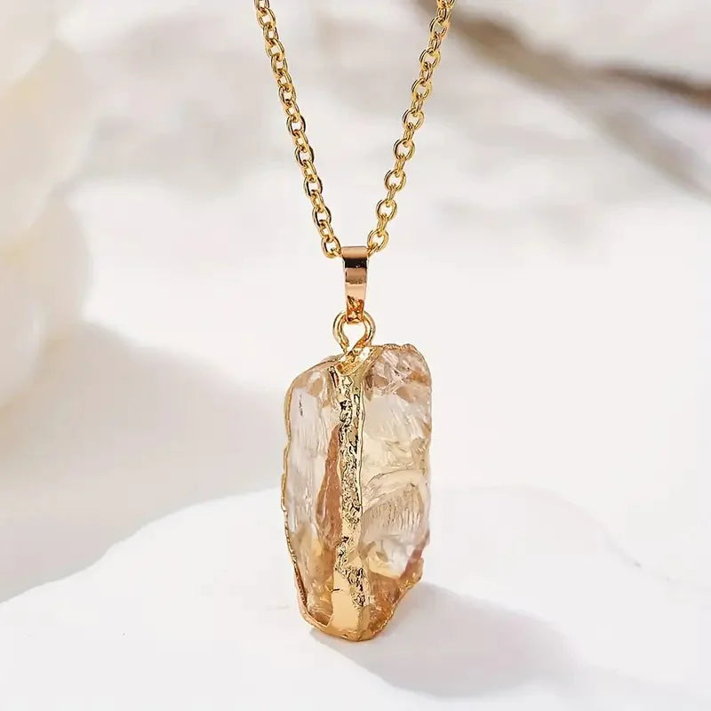 Natural Stone Gilded Pendant