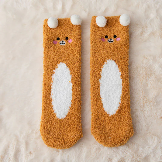 Women's Cartoon Coral Fleece Warm Socks