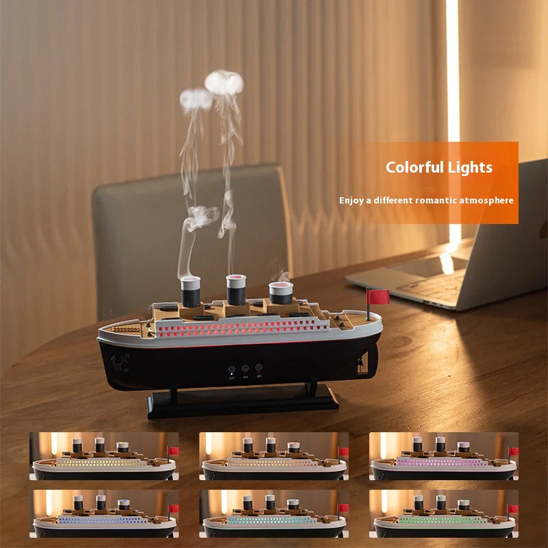 Creative Retro Ship Aroma Diffuser Ultrasonic Spit Smoke Ring Jellyfish Spray Humidifier