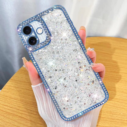 ZIYE Designed for iPhone 15 Pro Max Case Glitter Dimond Bling Cover with Camera Protector Protection Sparkle Luxury Shiny Cute Soft TPU Slim Shockproof Protective Women Girls Phone Case Blue