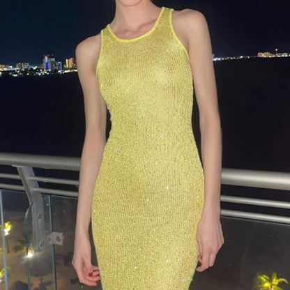 Sleeveless Sequin Knitted Dress