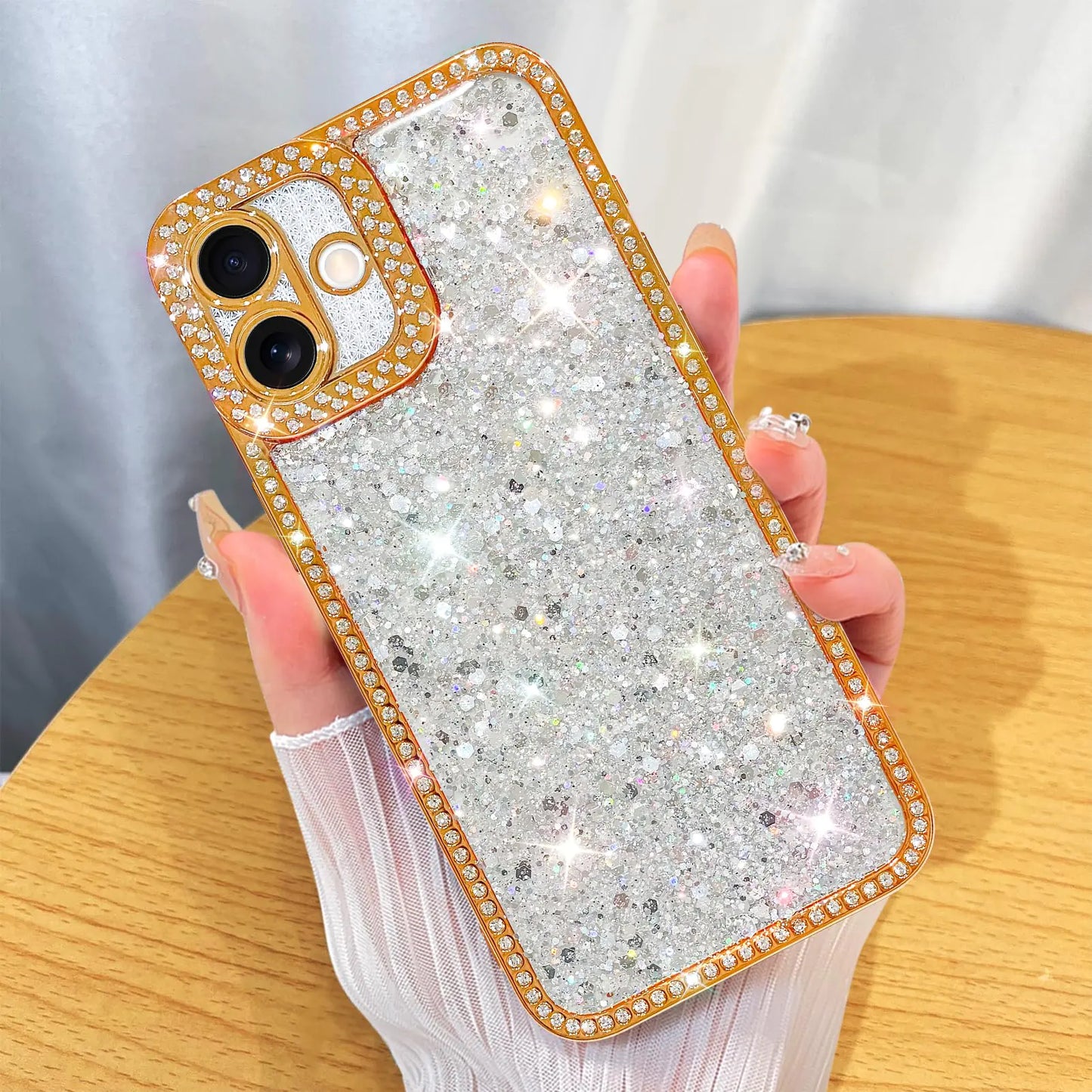 ZIYE Designed for iPhone 15 Pro Max Case Glitter Dimond Bling Cover with Camera Protector Protection Sparkle Luxury Shiny Cute Soft TPU Slim Shockproof Protective Women Girls Phone Case Blue